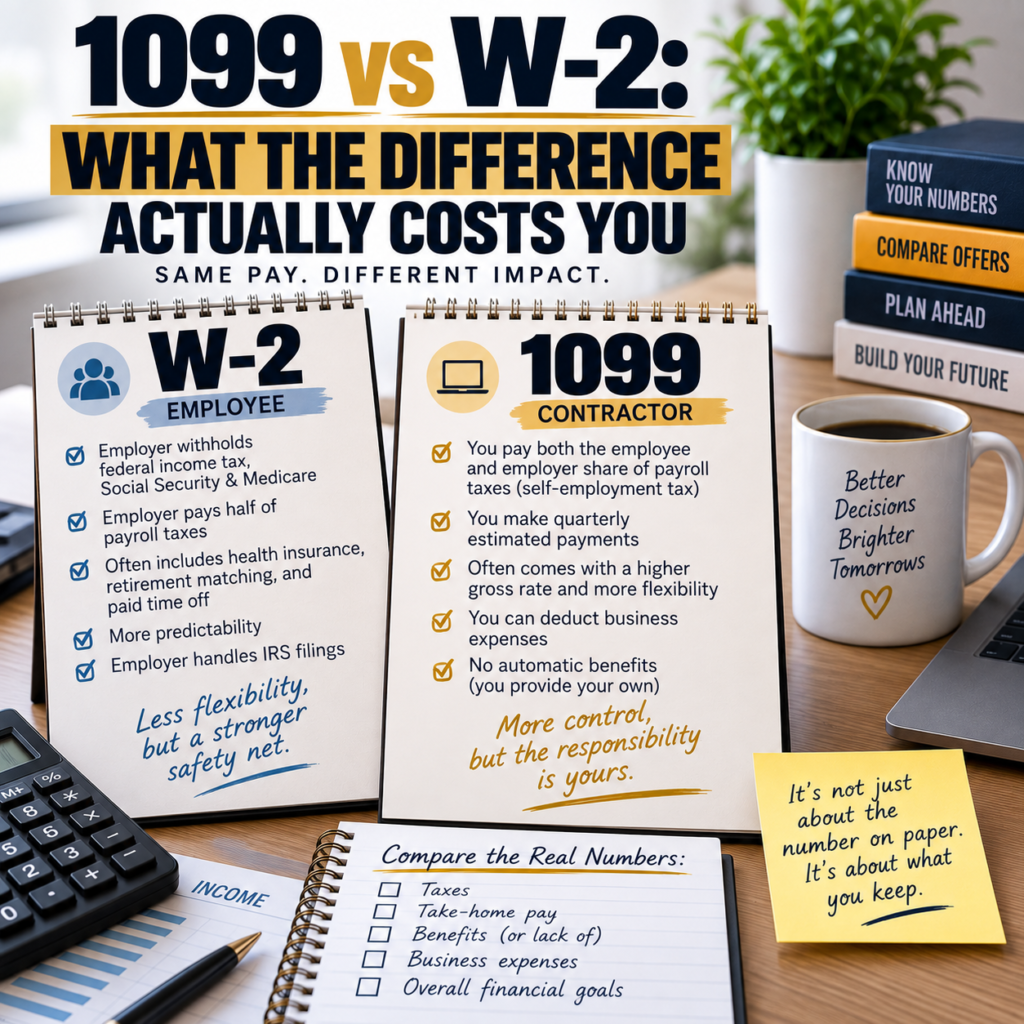 1099 vs W-2: What the Difference Actually Costs You